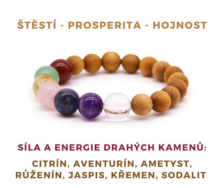 LETNÍ soutěž o náramek s polodrahokamy ROH HOJNOSTI, sadu šperků z lisovaných květin, náramek  Štěstí Feng-Shui
